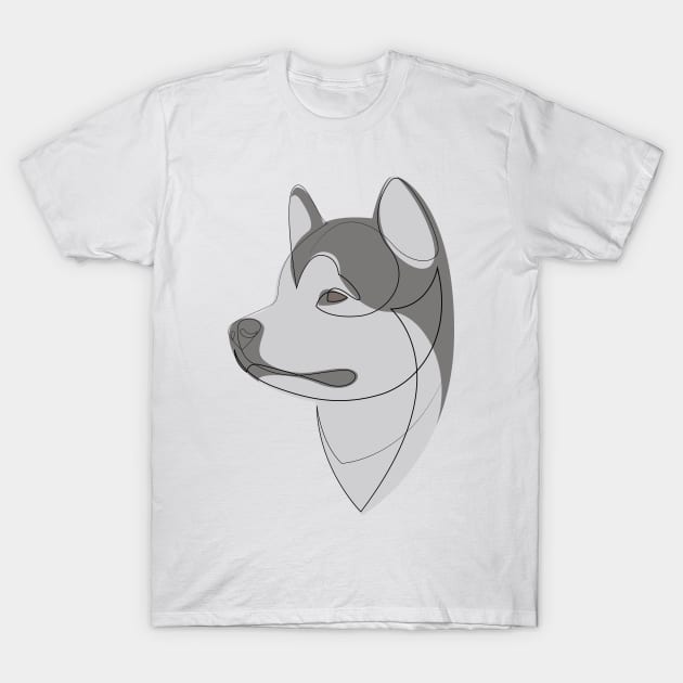 Alaskan Malamute - continuous line drawing T-Shirt by addillum